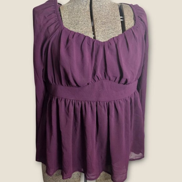 Torrid Peplum Chiffon Long Sleeve Top sz0/12 - Picture 2 of 9